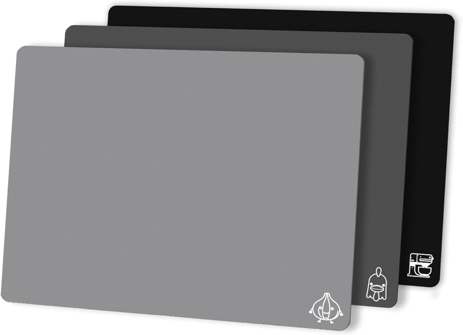 MKEUDQ-Flexible Plastic Cutting Boards for Kitchen Set of 3, Color Coded Cutting Mats, Non-Slip Cutting Boards for Meat, Dishwasher Safe, Gray