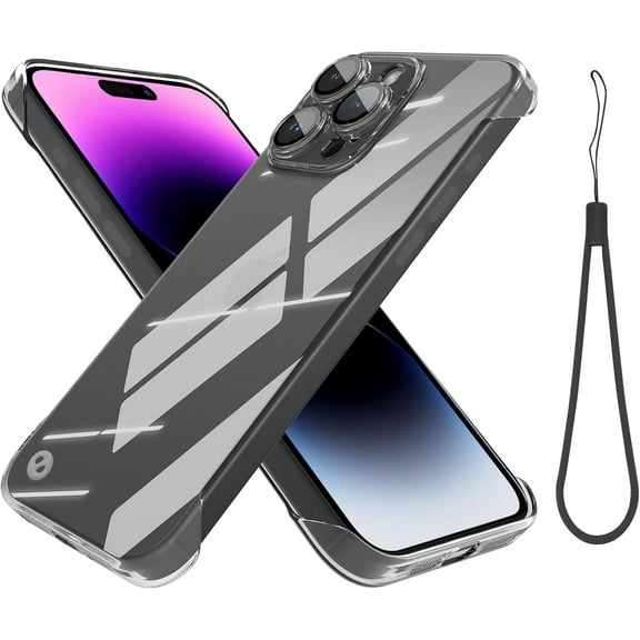 MKEUDQ-Frameless Phone Case Compatible with iPhone 14 Pro Max Clear Minimalist Case, Clear Frameless Design, Lens Protects Shockproof Case