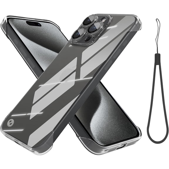 MKEUDQ-Frameless Phone Case Compatible with iPhone 15 Pro Max Clear Minimalist Case, Clear Frameless Design, Lens Protects Shockproof Case