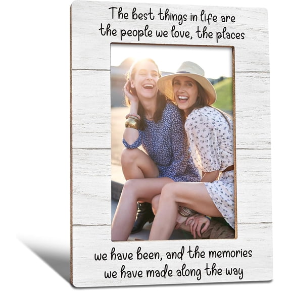 MKEUDQ-Friends Picture Frame, Long Distance Relationship Gift for Sisters Family, Best Friend Photo Frame 4x6, The Best Things in Life Are The People We Love Inspirational Wooden Photo Picture Frames