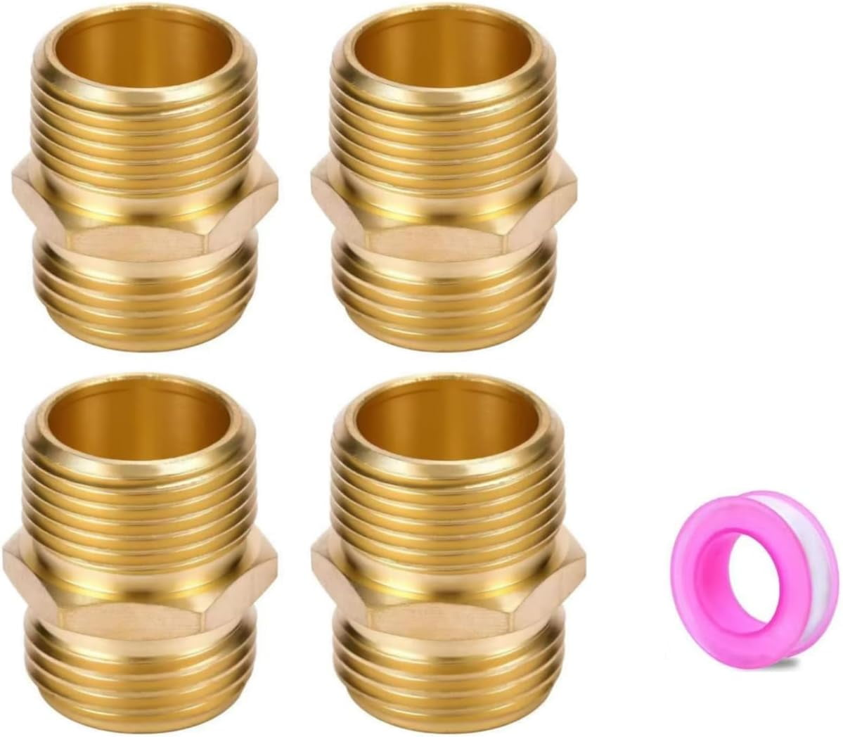 MKEUDQ-Garden Hose Adapter,3/4" GHT to 3/4" NPT Hose Connector,Brass Garden Hose Fitting,Male to Male Hose Adapter,4 Packs