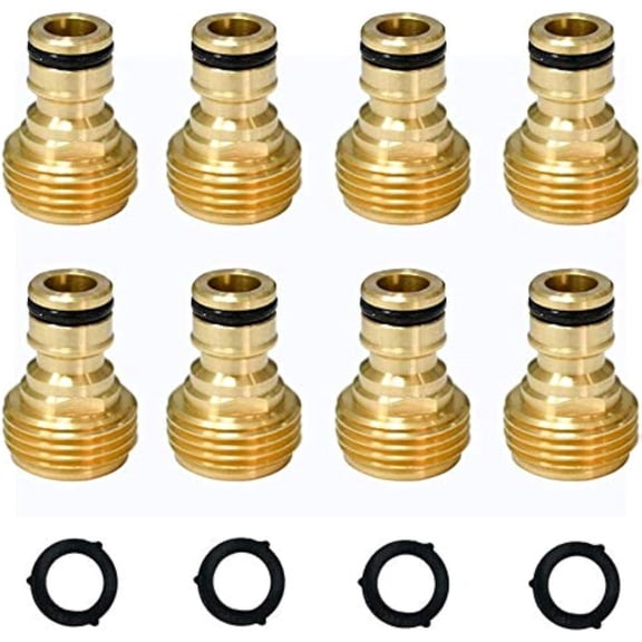 MKEUDQ-Garden Hose Quick Connector 3/4 inch GHT Brass Easy Connect Fitting Male Only (3/4" 8PCS))