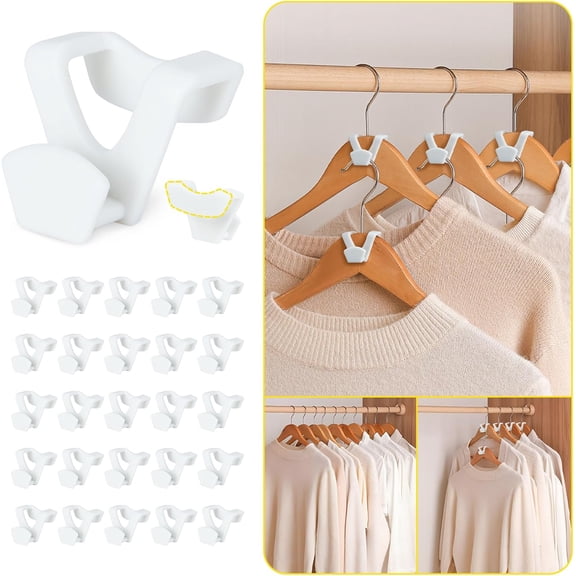 MKEUDQ-Hanger Hooks 30 Pack, Closet Storage and Organization as Hangers Space Saving, Hanger Add on Hook as Closet Organizer, Stacking Hangers, Cascading Space Saver White
