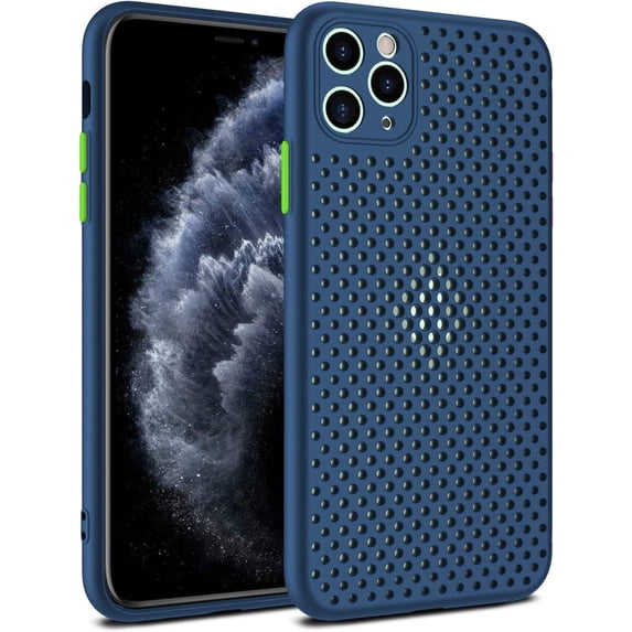 MKEUDQ-Heat Dissipation Phone Case, New Breathable Hollow Cellular Hole Heat Dissipation Case Full Back Camera Lens Protection Ultra Slim TPU Case Cover (Blue, Compatible with iPhone XR)