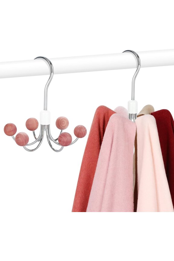 -Hoodie Hangers 2-Pack with 6 Cedar Balls, 360Swivel Purse Hanger, Scarf Hanger, Closet Hooks, Handbag Organizer, Bra Hanger, Accessory Organizers for Scarf, Tanktop, Hat, Hoodie CT43C