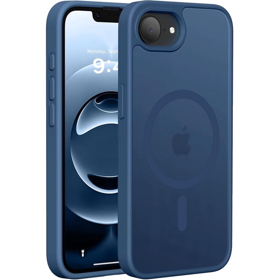 MKEUDQ-Hualele Magnetic for iPhone 16e Case,Compatible with MagSafe, Military Grade Dropproof Translucent Matte Hard Back Soft Edge Slim 16e Phone Case,Sapphire Blue