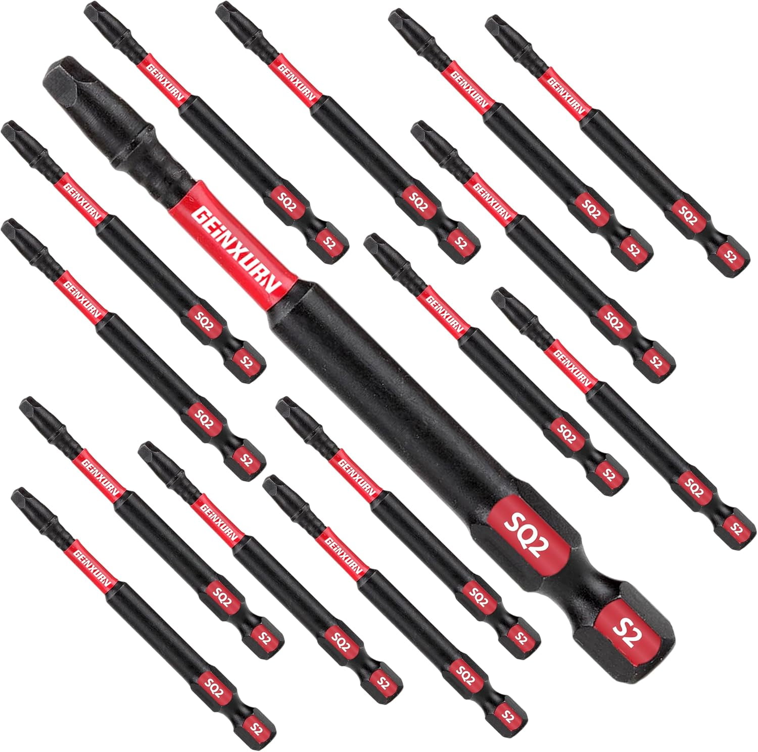 MKEUDQ-Impact Tough 3Inches #2 Square Insert Driver Bits,15Pack Magnetic SQ2 Screwdriver Bits Set 3\u201dLong Impact Bit,Bulk