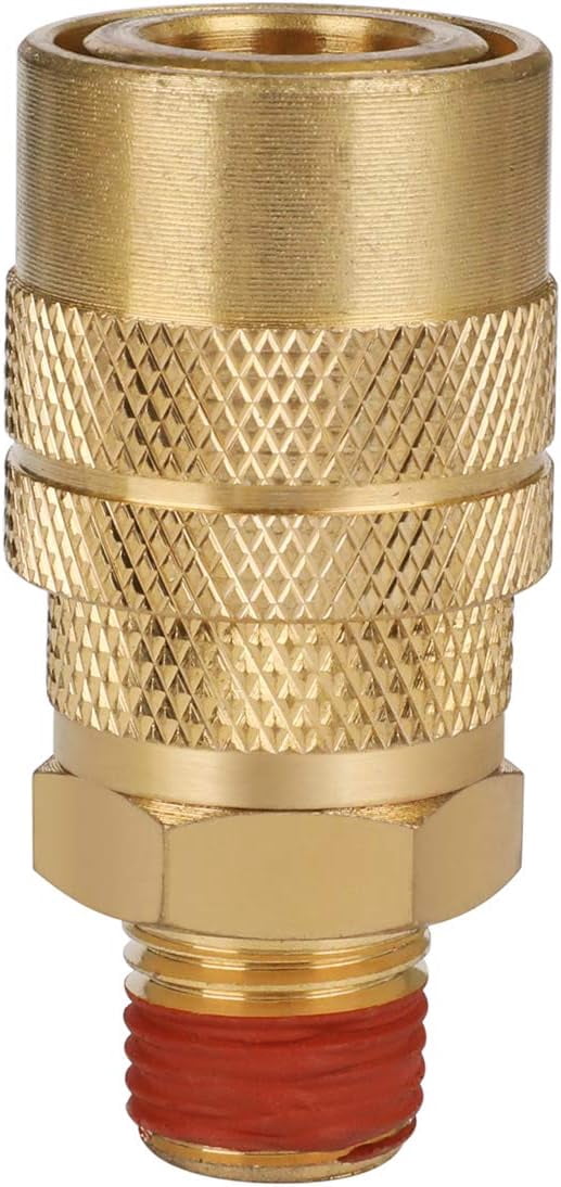 MKEUDQ-Industrial Air Coupler, 1/4 Inch Body Size, 1/4 Inch NPT Male Threads Size, Brass Air Compressor Hose Fitting