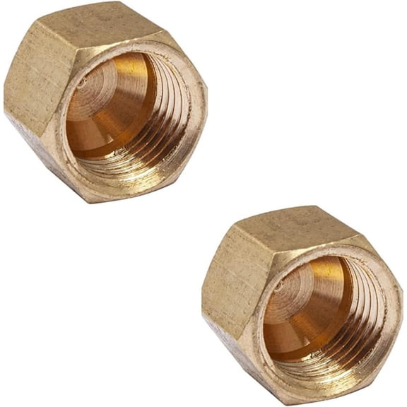 MKEUDQ-Ironwerks 1/4" OD Brass Compression Cap Fitting, Stop Valve Cap, Lead-Free To Close Off Unused Pipe - 2 Pack