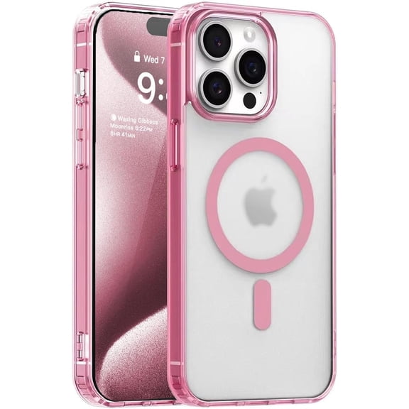 MKEUDQ-Magnetic Case for iPhone 14 Pro Max Compatible with MagSafe & MIL-Grade Protection,Not Yellowing,Scratch-Resistant,Translucent Matte Slim Phone Cover for iPhone 14 Pro Max-Frosted Pink