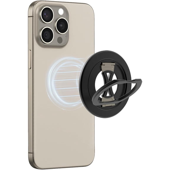 MKEUDQ-Magnetic Phone Ring Holder Compatible with MagSafe, Removable Metal Magnetic Phone Grip Stand 360 Rotation Kickstand Finger Ring Magnet for iPhone 16/15/14/13/12 Pro Max fits Mag Safe Accessor