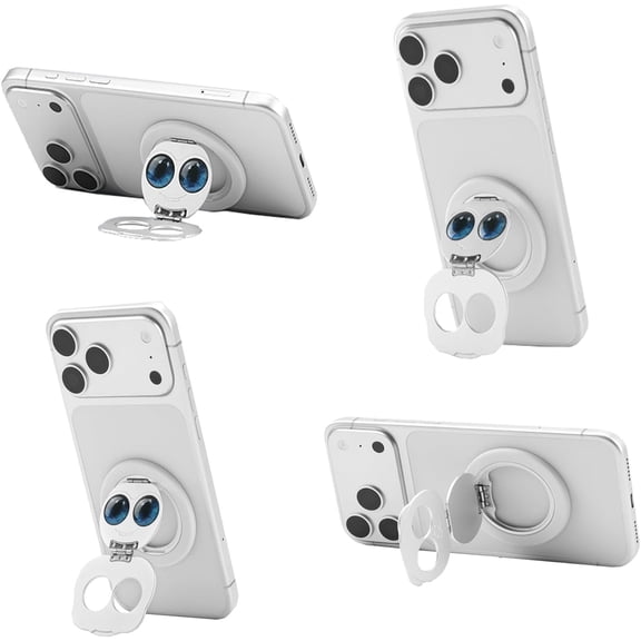MKEUDQ-Magnetic Phone Ring Holder for MagSafe iPhone 17 16 15 14 13 12, 360 Rotation Phone Grip Kickstand with Strong Magnets, Car Desk Mount Stand Compatible MagSafe Accessories Phone Ring (Silver)