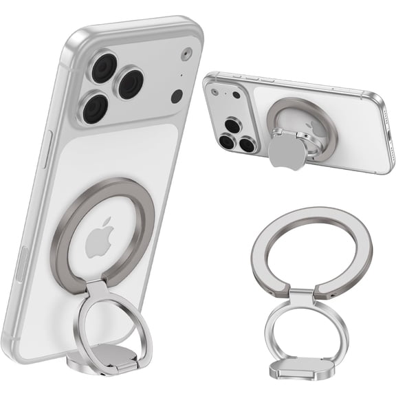 MKEUDQ-Magnetic Phone Ring Holder for MagSafe for iPhone 17 Pro Max, Removable Gym Phone Grip Stand Finger Ring Kickstand Dual-Sided Magnetic Stand for iPhone 17 Pro Air 16e 16 Pro Max 16 Plus 15 14