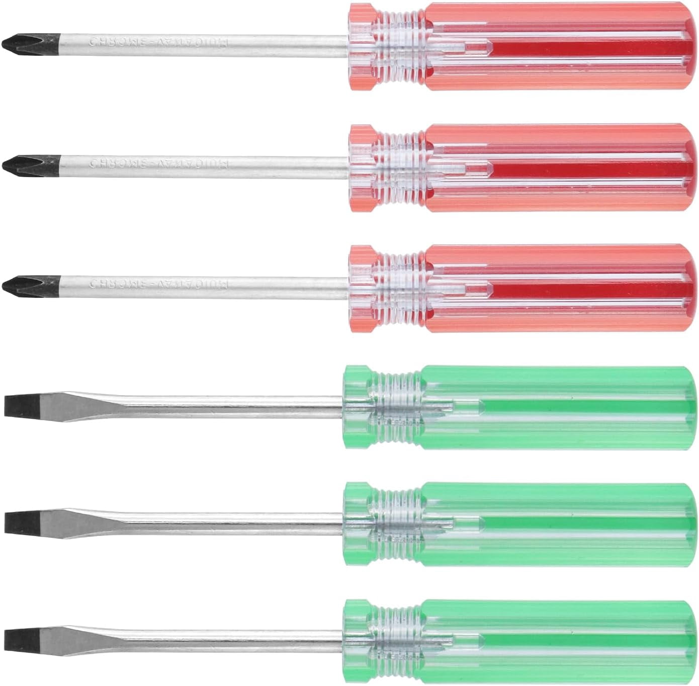 MKEUDQ-Magnetic Screwdriver Set 6 PCS, Magnetic 5mm Phillips and Flat Head Tips Screwdriver with 3 Inch Steel Shaft for Repair Home Improvement Craft