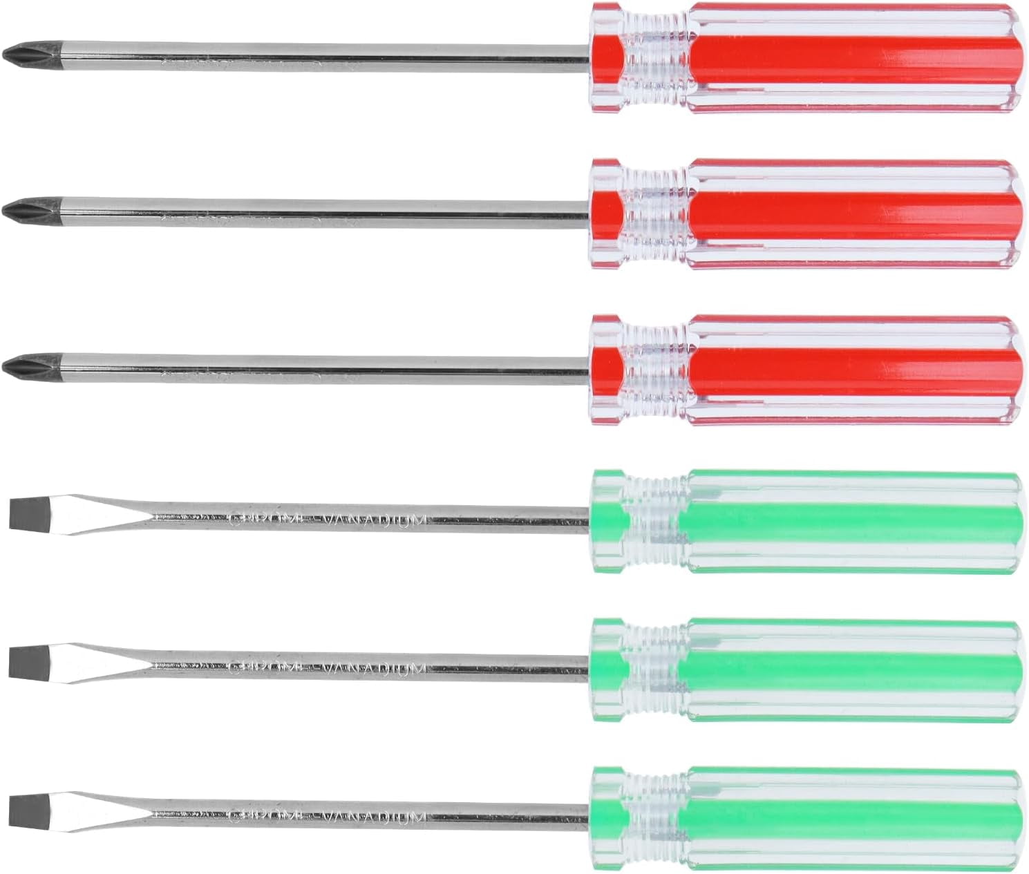 MKEUDQ-Magnetic Screwdriver Set 6 PCS, Magnetic 5mm Phillips and Flat Head Tips Screwdriver with 4 Inch Steel Shaft for Repair Home Improvement Craft
