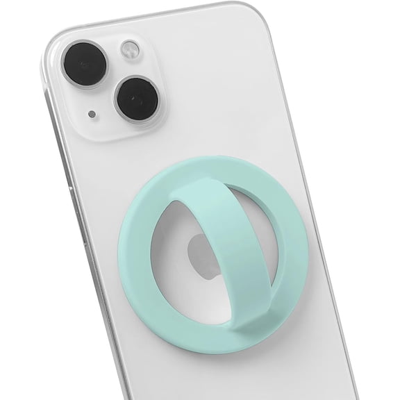 MKEUDQ-Magnetic Silicone Phone Grip | Super Strong Magnetic Design, 360 Rotation, Comfortable Grip, Compatible with iPhone 16/15/14/13/12 Series, Perfect for Selfies and Watching Videos (Light Cyan)