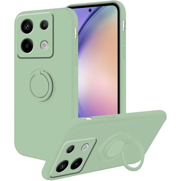 MKEUDQ-Magnetic for Xiaomi Redmi Note 13 Pro 4G Case with Ring Stand, Phone Case for Redmi Note 13 Pro 4G Silicone Soft Slim Shockproof Phone Cover for Women Men (Green)