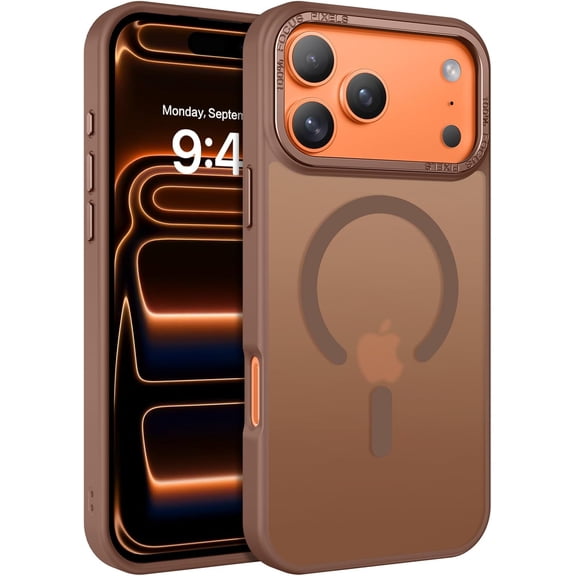 MKEUDQ-Magnetic for iPhone 17 Pro Case 6.3" 2025, [Compatible with Magsafe] Slim Cute Matte Translucent Shockproof Drop Protective Bumper Women Men Phone Cover for iPhone 17 Pro, Desert Titanium