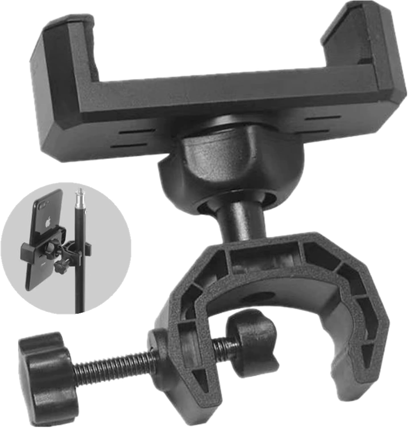 MKEUDQ-Mic Stand Phone Holder Mount Plastic Microphone Stand for 360 Degree Rotating Phones Holder Clip