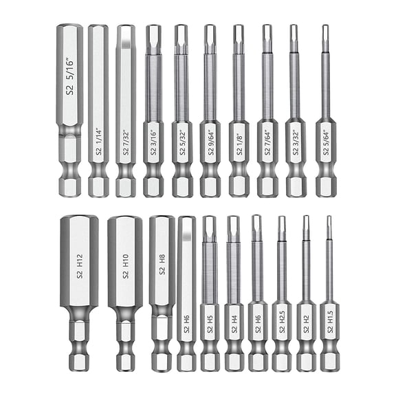 MKEUDQ-MulWark Hex Head Allen Wrench Drill Bit Set 20PC (10pc Metric & 10pc SAE), 2.3" Long 1/4" Diameter Quick Release Shank Magnetic Screwdriver Bit Set for Assembling Furniture