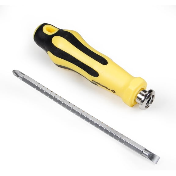 MKEUDQ-Multi-Bit Stubby Screwdriver, Adjustable Length and Reversible Dual End, 6.3mm Slotted and PH2 Phillips Magnetic Tip, 2 in 1 Compact, Portable, Pocket Size Screw Driver Small Tool