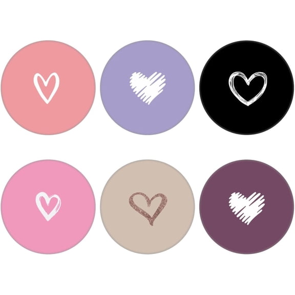 MKEUDQ-Multi-Function Cell Phone Stand, Pink White Heart Black Expanding Stand Grip for Smartphones and Tablets (6 Pack)