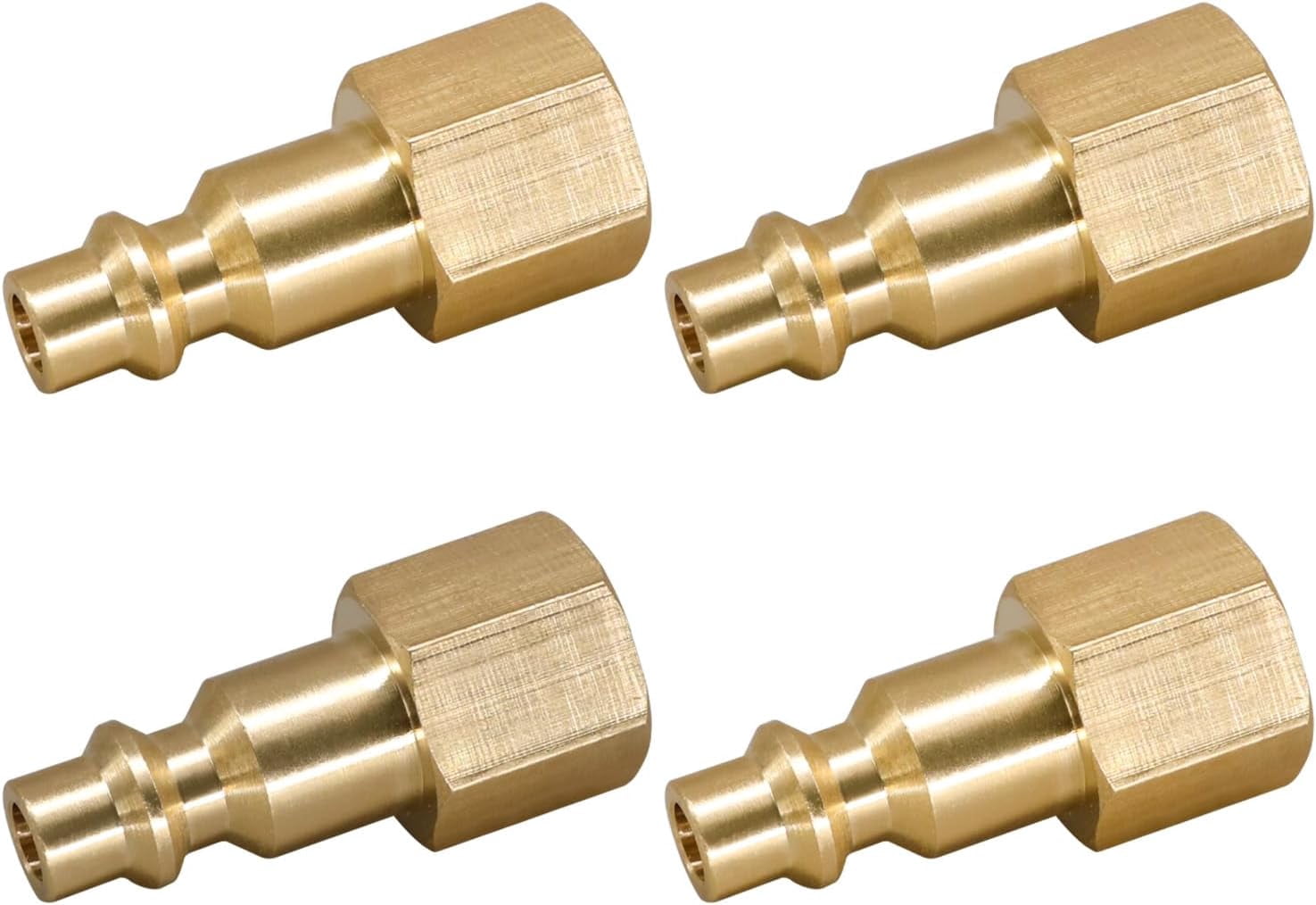 MKEUDQ-NPT 1/4 Industrial Type D Air Hose Fittings, Brass Female Quick Connect Coupler for Air Compressor and Pneumatic Tools, Air Coupler Replacement Adapter, 4 PCS