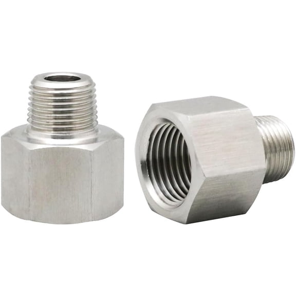 MKEUDQ-NPT1/2 to NPT3/8 Reducer Adapter, Stainless Steel Pipe Fitting for Water Line, Air Hose, Industrial Plumbing, Heavy Duty NPT Thread Connector,2900PSI (2 PCS)