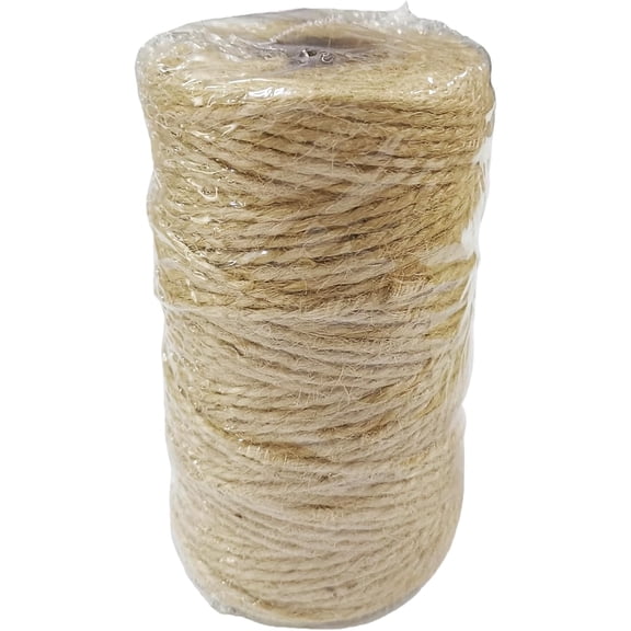 MKEUDQ-Natural Jute Rope 2mm 328ft - 3-Strand Brown Twine for Hang Tags, Lamp Shades, Weaving, Bottle Wrapping, Crafts & Gift Packaging