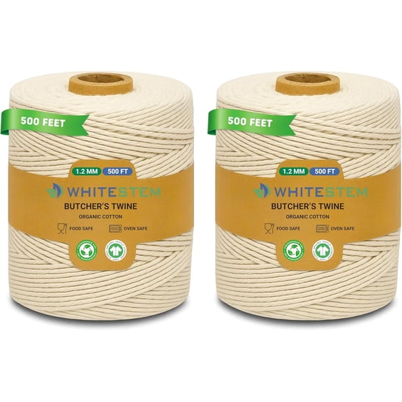 MKEUDQ-Natural Twine 500ft - 11 PLY Strong Cotton String for Gift Wrapping, Baking, Crafts, Butchering, Holiday Dcor, DIY Projects, Packaging & Pastry Boxes - Pack of 2