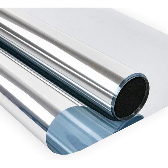 MKEUDQ-One Way Window Film Daytime Privacy Mirror Effect Reflective Window Tint for Home Self Adhesive UV Sun Blocking Heat Control Glass Door Films 11.8 x 78.7 inches Silver