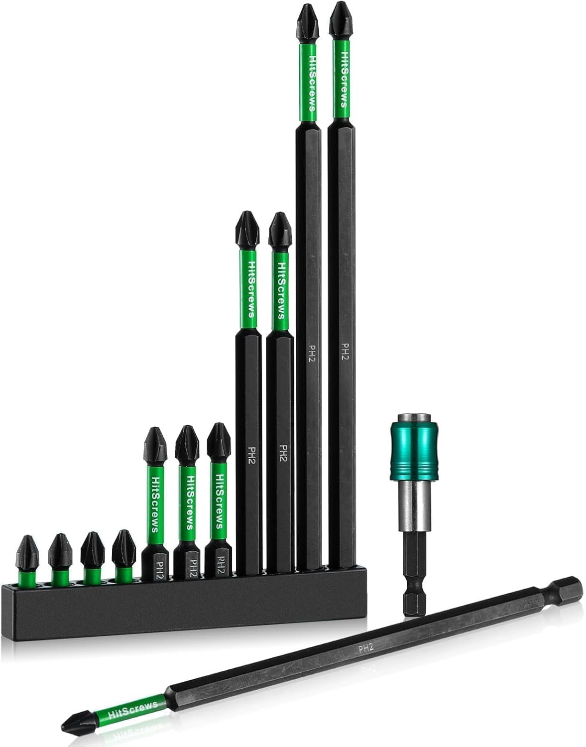 MKEUDQ-PH2 Long Phillips Screwdriver Bit Set \u2013 12 Pack Mixed Length Phillips Impact Driver Bits with High Magnetic Bit Holder, S2 Steel, 1"/2"/4"/6" Magnetic Driver Bits