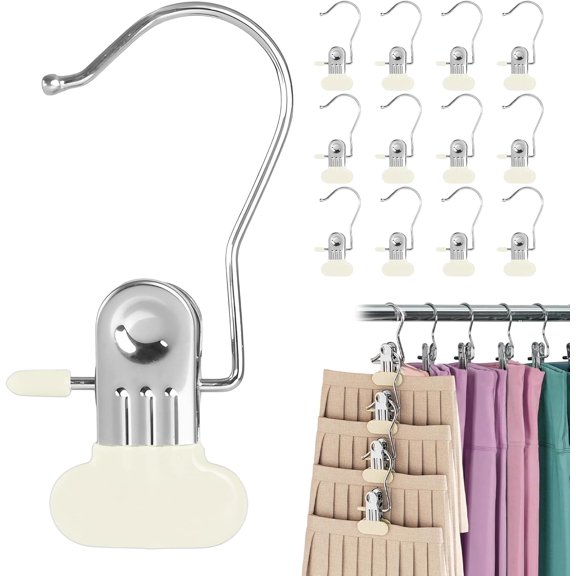 MKEUDQ-Pants Socks Hanger with Clip (Plus Version) for Hanging Leggings in Closet, Space Saving Yoga Pants Hanger Clip Hanger Organizer, Organizer and Organizer for Jeans, Shorts, Skirts, Hats (Beige