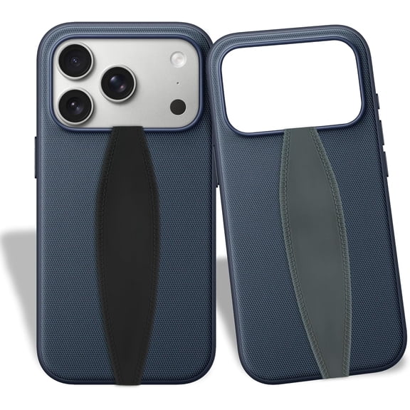MKEUDQ-Phone Grip Strap - Reversible Finger Holder for Phone Back, Customizable Anti-Slip Design, Wireless Charging Compatible Detachable Holder for iPhone - Black & Grey