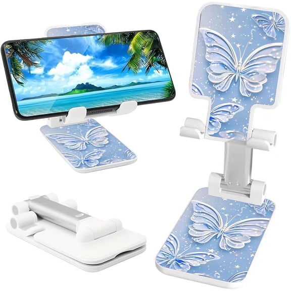 MKEUDQ-Phone Holder,Angle Height Adjustable Phone Stand for Office with Silicon Pad for Desk Fully Forldable/Portable Mobile Phone Holder for iPhone/Samsung and Other Phones (Seven)