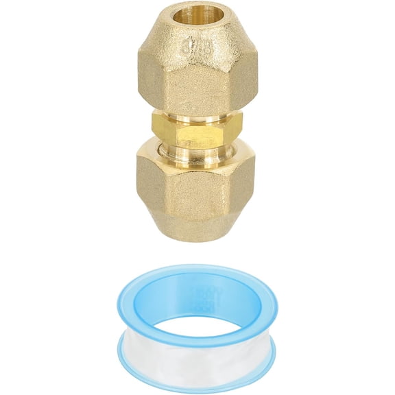 MKEUDQ-Pipe Extension Joint Connector, 1pcs Free Welding AC Copper Pipe Coupling Adapter with PTFE Tape for Copper Pipe Diameter 3/8"(9.52mm) Refrigeration HVAC