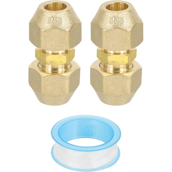 MKEUDQ-Pipe Extension Joint Connector, 2pcs Free Welding AC Copper Pipe Coupling Adapter with PTFE Tape for Copper Pipe Diameter 3/8"(9.52mm) Refrigeration HVAC
