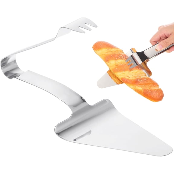 MKEUDQ-Pizza Server Tongs Pie Stainless Steel Pizza Spatula Server Triangular Spade Appetizers Tongs Utility Food Flipping Spatula with Clip Cake Shovel for Baking and Serving