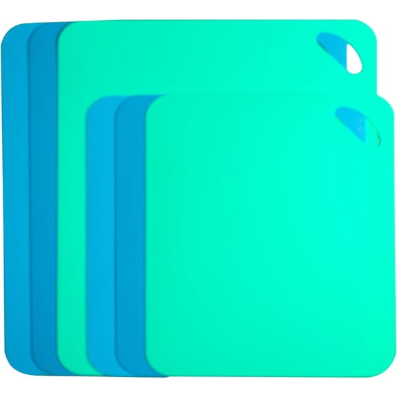 MKEUDQ-Plastic Flexible Cutting Mats for Kitchen, 6pcs Color Coded Chopping Board Set, Cutting Board Sheet for Kitchen Cooking, Dishwasher Safe,Multi-Size Cutting Board mats(11.5x9"&14.6x11.6")