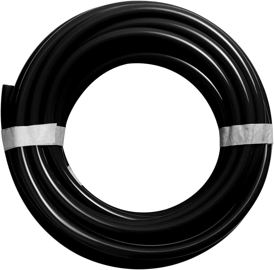 MKEUDQ-Pneumatic PU Tubing, 1/4"OD Hose PU Polyurethane Air Hose Tube Line for Air Compressor Water Fluid Transfer Black (32.8 ft)