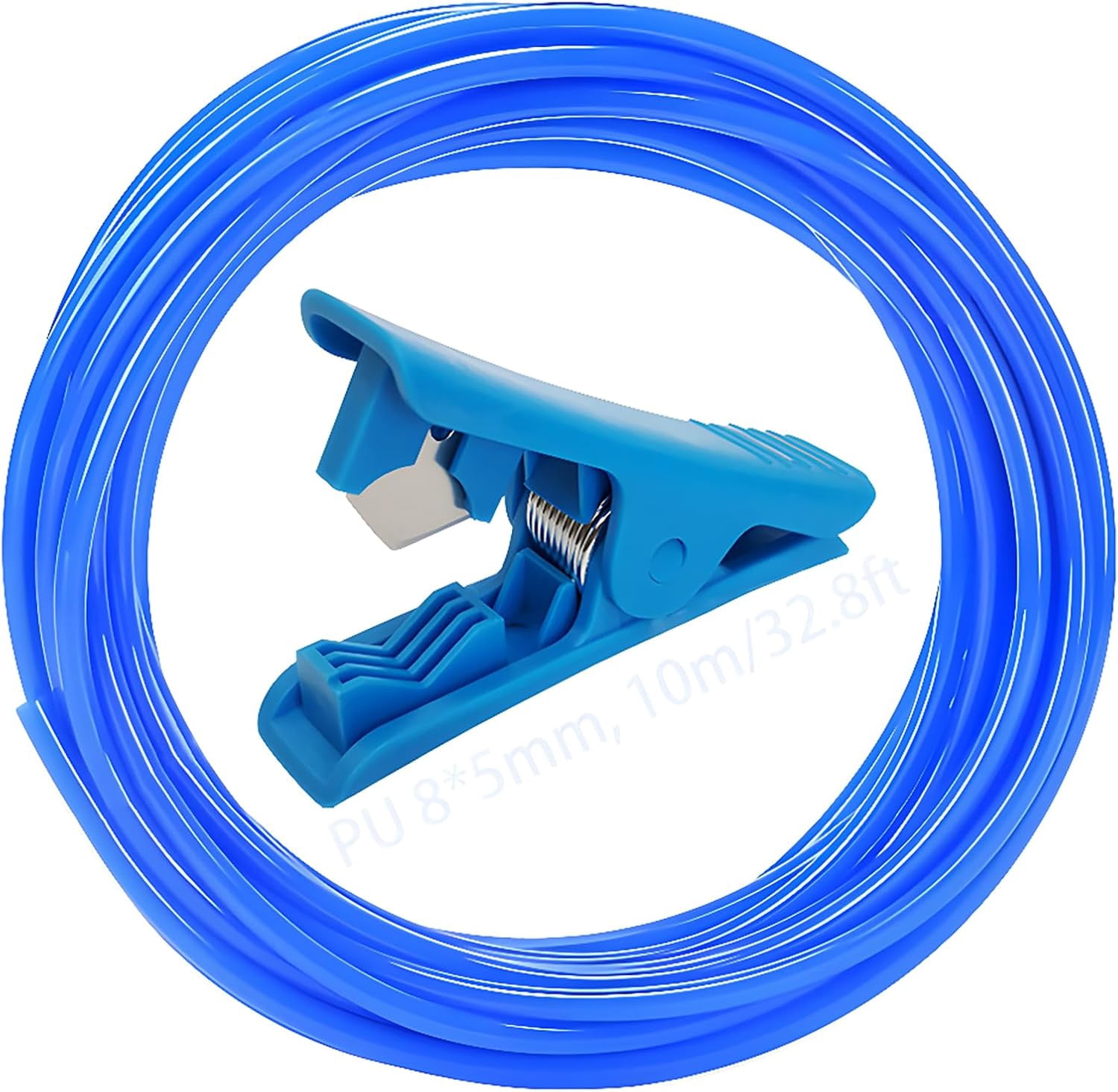 MKEUDQ-Polyurethane Tube, Pneumatic Hose OD 8mm x ID 5mm with Blue pipe Cutter, Air Compressor Hose, 10M PU Tubing used for Gas source transmission (Blue)