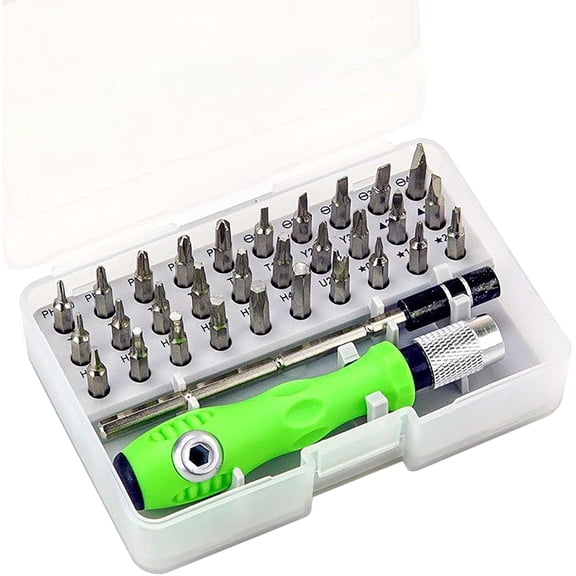 MKEUDQ-Precise Screwdriver, 32 In 1 Multi-function Chromium Vanadium Alloy Steel Cr_V Accurate Screw Driver for Daily Household Repairs (Green)