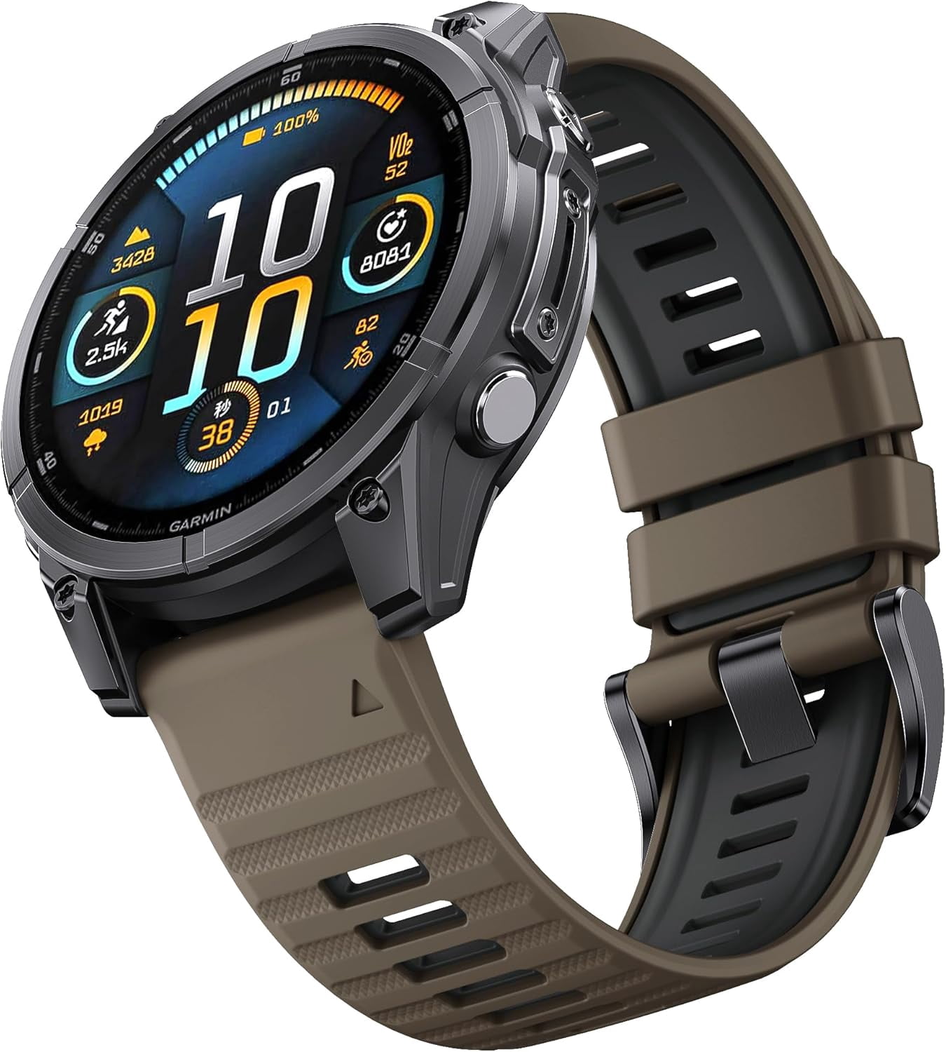 Garmin QuickFit 26mm horlogebanden, Fog Gray/Moss siliconen bij