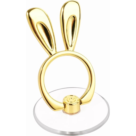 MKEUDQ-Rabbit Phone Grip - Clear Cell Phone Ring Holder Transparent Stand Finger Sticky Grip (2 Gold Rabbit)