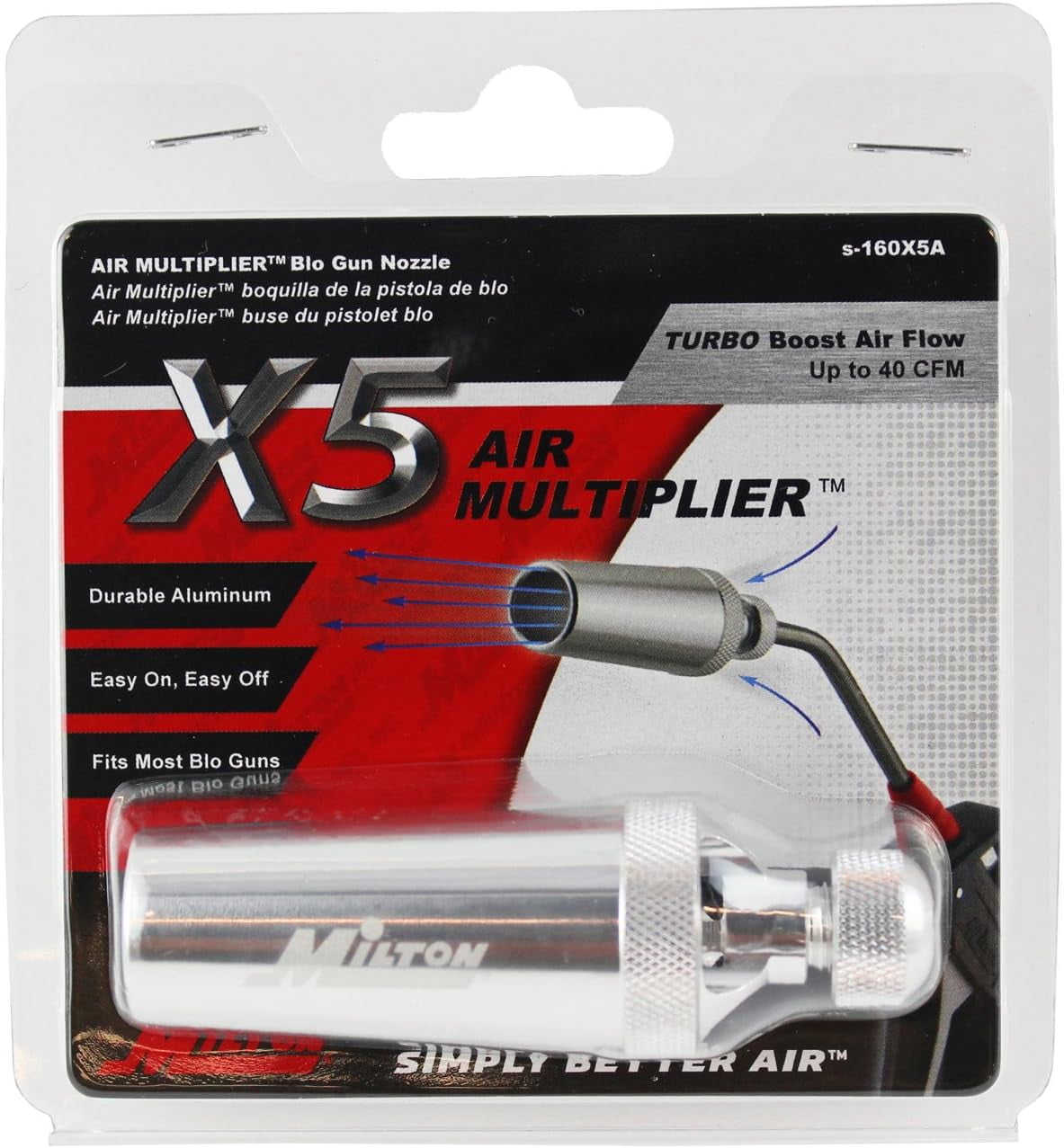 MKEUDQ-S-160X5A High Flow Venturi Air Multiplier Blow Gun Nozzle - Aluminum
