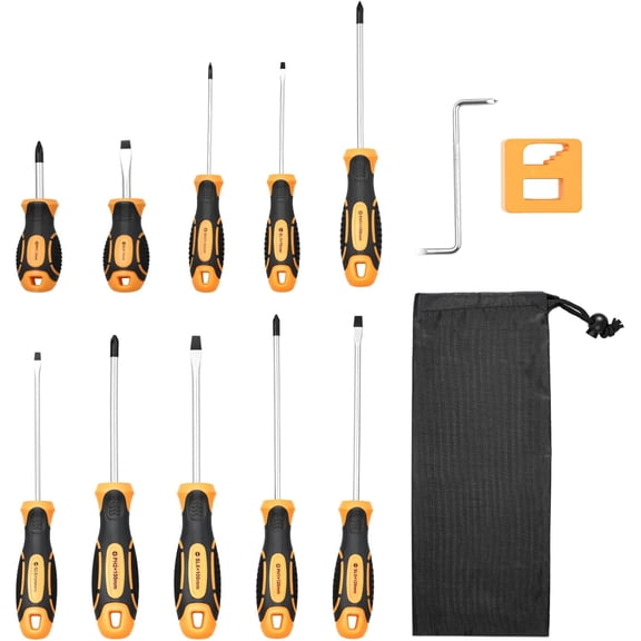 MKEUDQ-Screwdriver Set, 12-Piece Hand Tools Set with Magnetic Tips, Includes 5 Phillips and 5 Flat Head Bits, Z-Type Bit, Professional Repair Tool Kit for Sockets, Furniture, Home Appliances, Bicycle