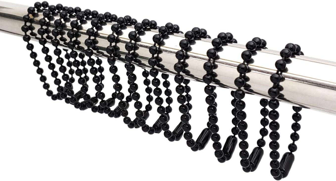 MKEUDQ-Shower Curtain Hooks Rings, Shower Hooks for Bathroom Shower Rods Curtains, Set of 12 Hooks, spa-Quality Look-Black
