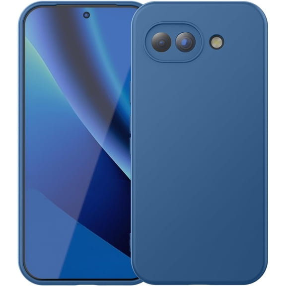 MKEUDQ-Silicone Case for Google Pixel 10a, Liquid Gel Rubber Bumper Case with Soft Microfiber Lining Cushion Slim Hard Shell Shockproof Protective Cover for Pixel 10a 2026 (Blue)