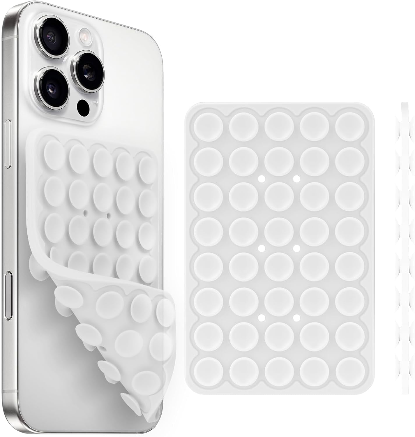 MKEUDQ-Silicone Suction Cup Phone Case Mount Double Sided, Phone Accessories Hands-Free Strong Grip Holder for Selfies and Videos, Silicon Phone Stand for iPhone and Android Translucent