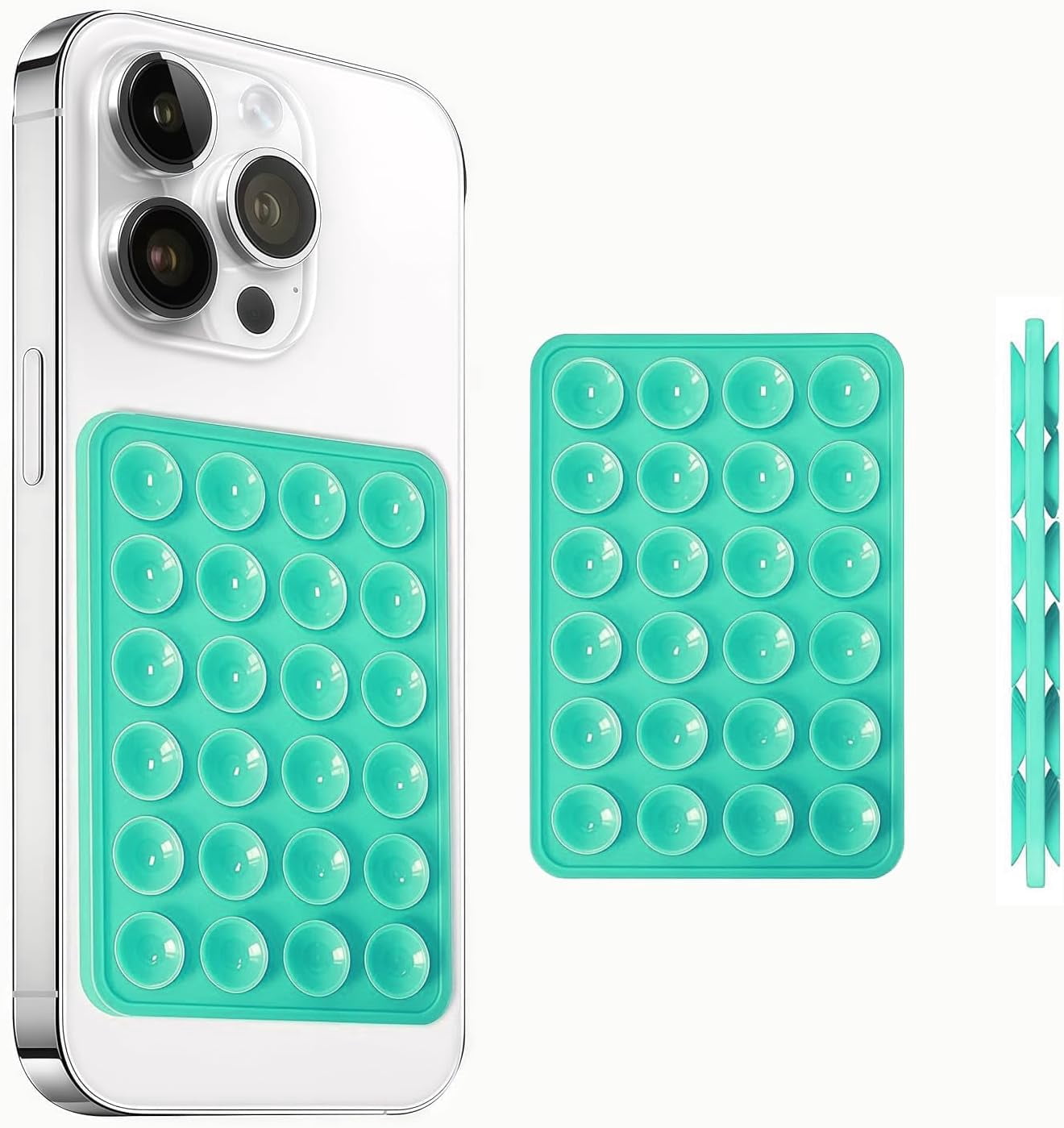 MKEUDQ-Silicone Suction Cup Phone Case Mount Double Sided, Phone Accessories Hands-Free Strong Grip Holder for Selfies and Videos, Silicon Phone Stand for iPhone and Android (Green)